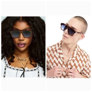 New QUAY (The SZA Edit) Soundcheck Unisex Brown Tort/Navy Blue Sunglasses